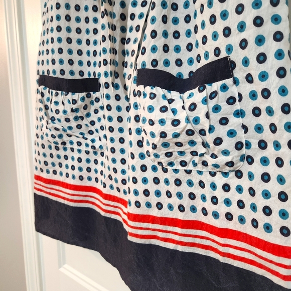 Pixie Womens L Sleeveless Silk Blend Shift Dress Polka Dot 2 Pocket Square Neck - Picture 4 of 7